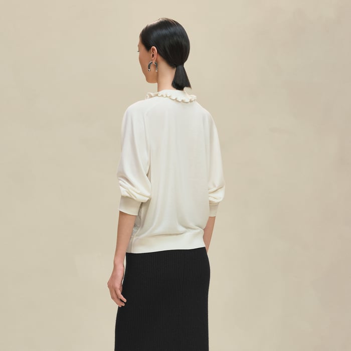 Blanc Nacre "Palefroi Remix" Long-sleeve Twillaine Sweater