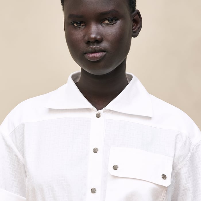 Blanc "Mosaique" Short-sleeve Dress