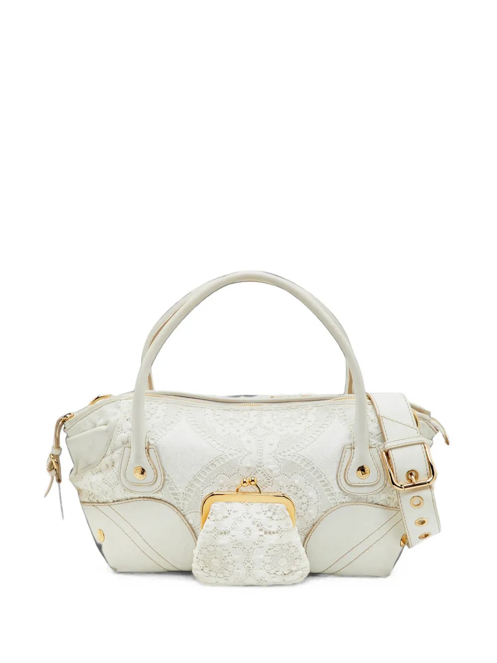 lace leather tote bag