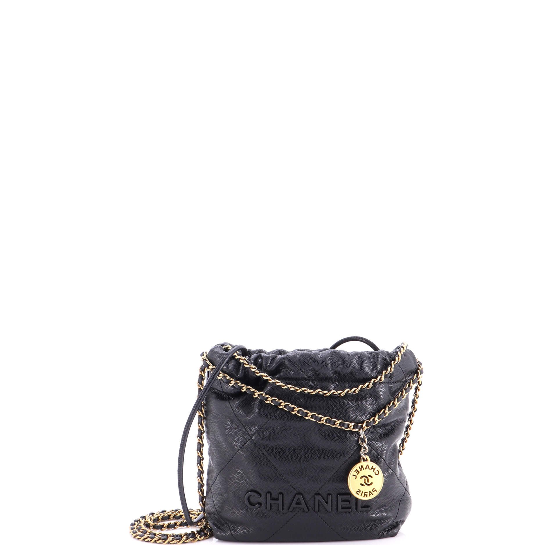 22 Chain Hobo Quilted Caviar Mini