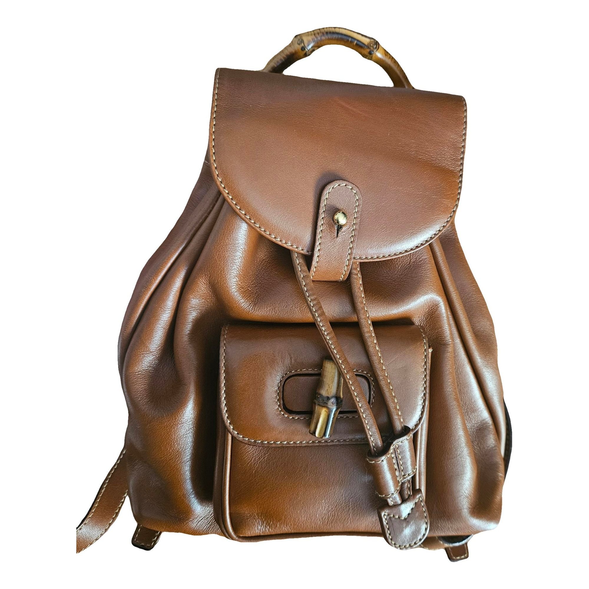 Bamboo Tassel Oval leather backpack