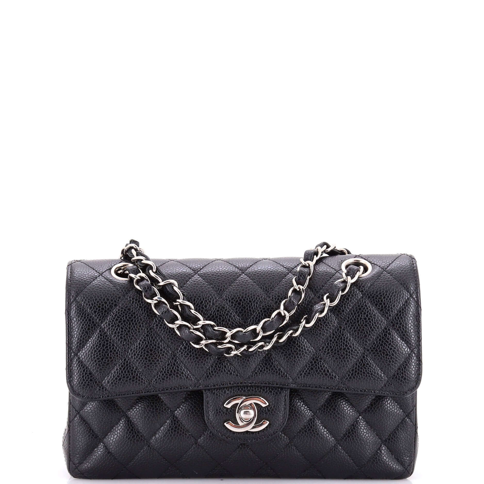 Classic Double Flap Bag Quilted Caviar Small