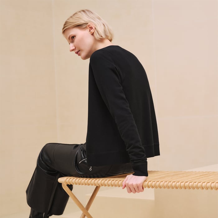 Noir "H En Biais" Long-sleeve Cardigan