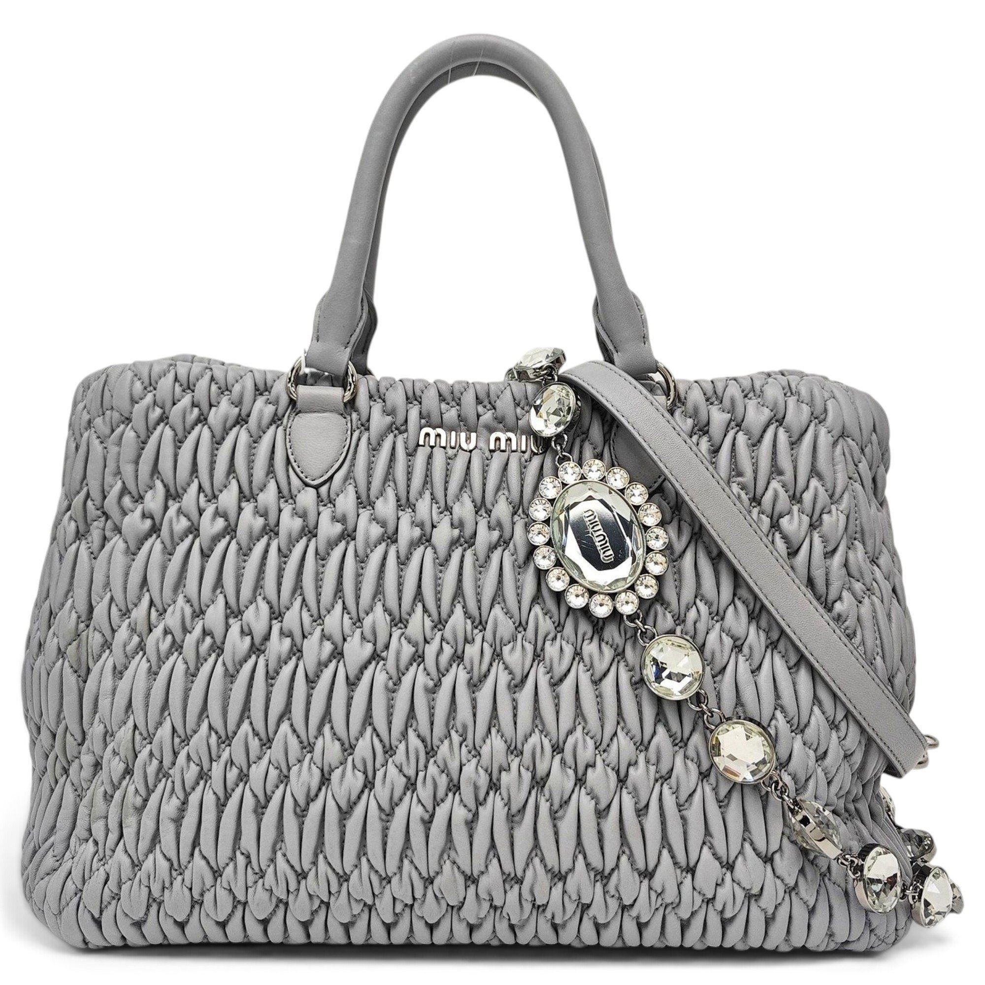 Miu Crystal leather handbag