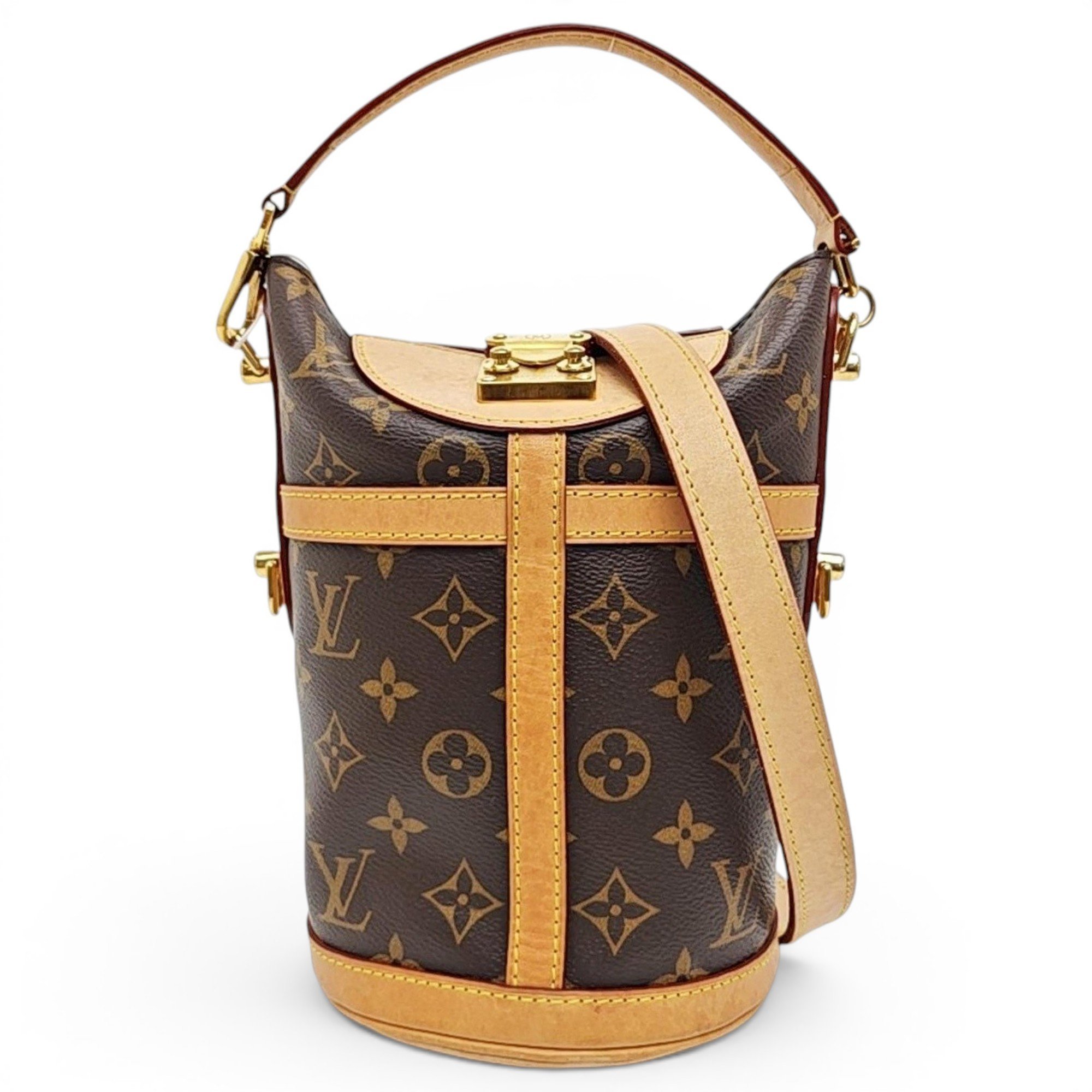 Duffle leather handbag