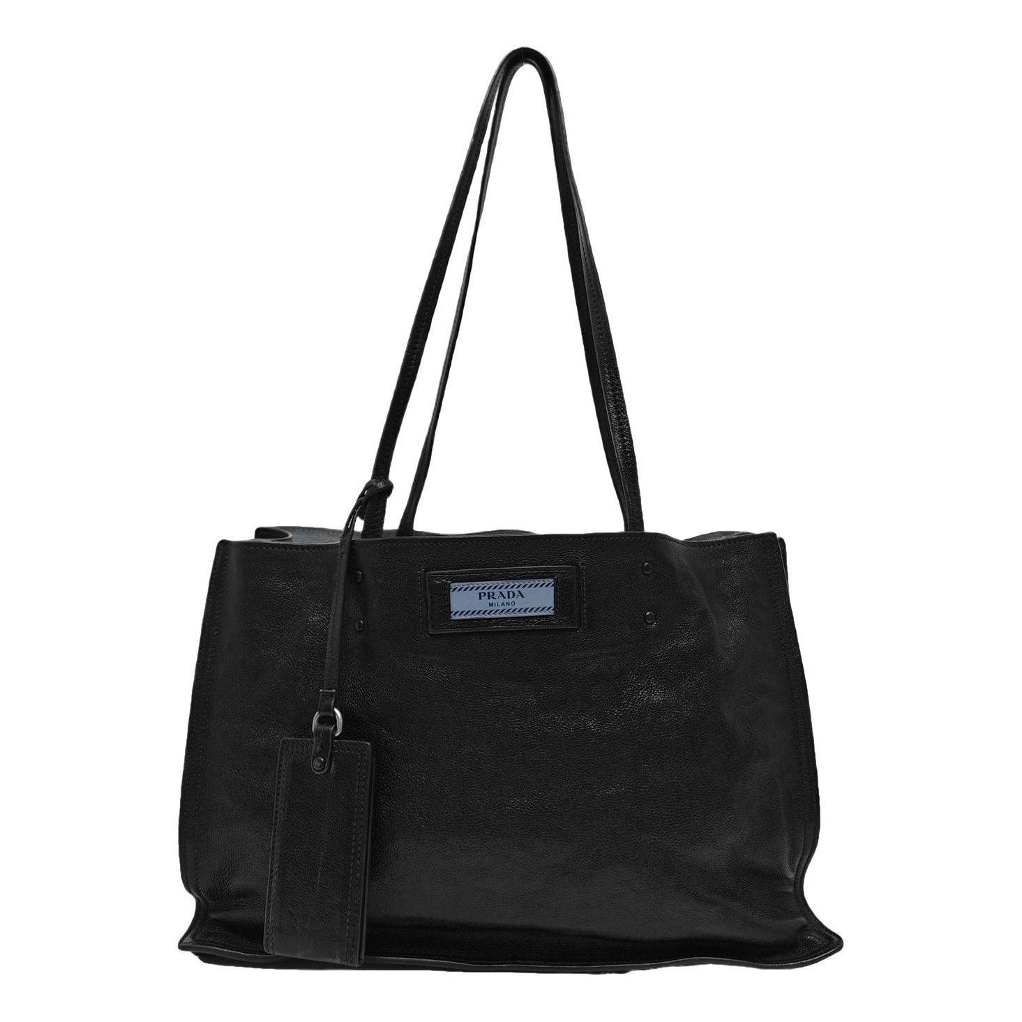 Etiquette leather handbag
