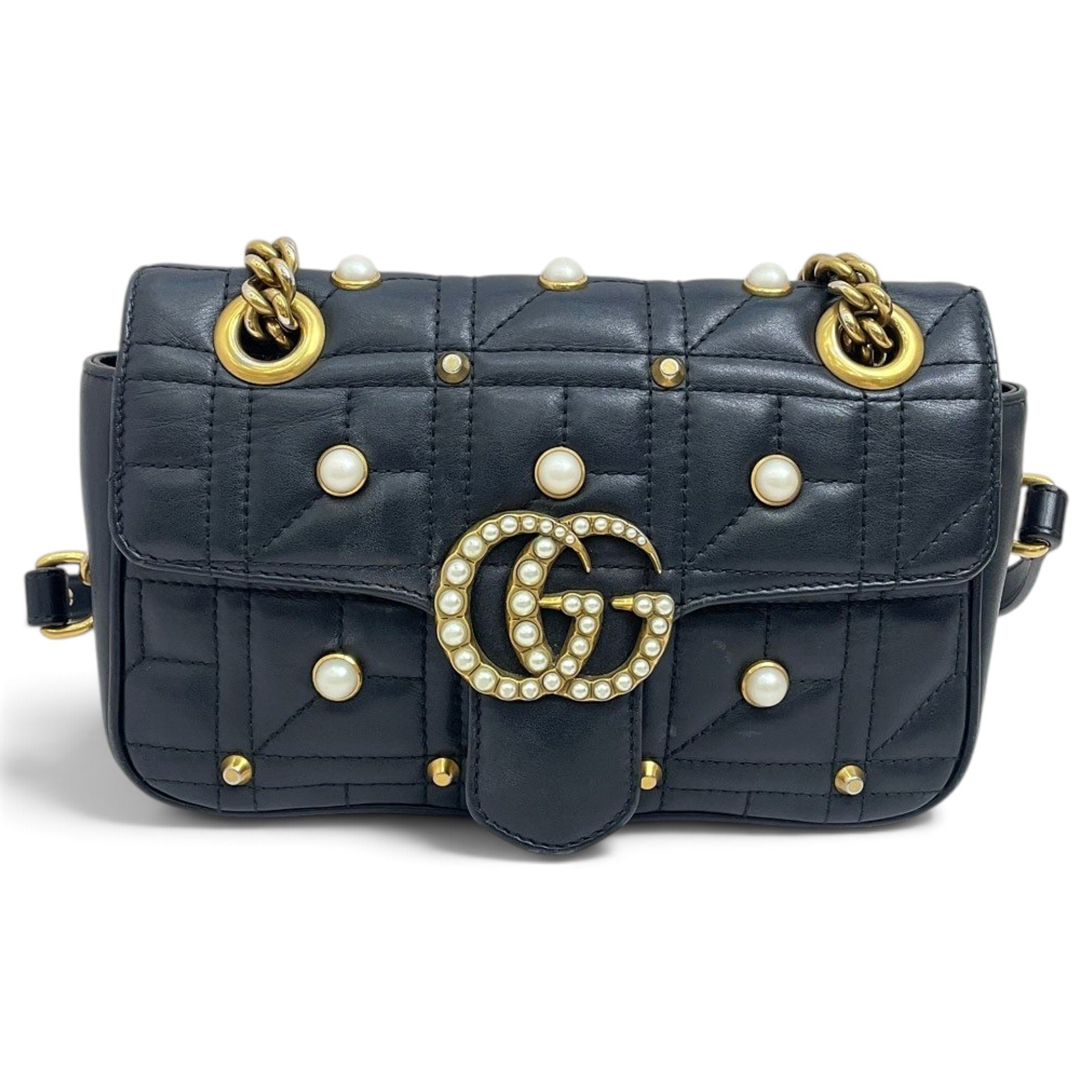 Pearly GG Marmont Flap leather handbag
