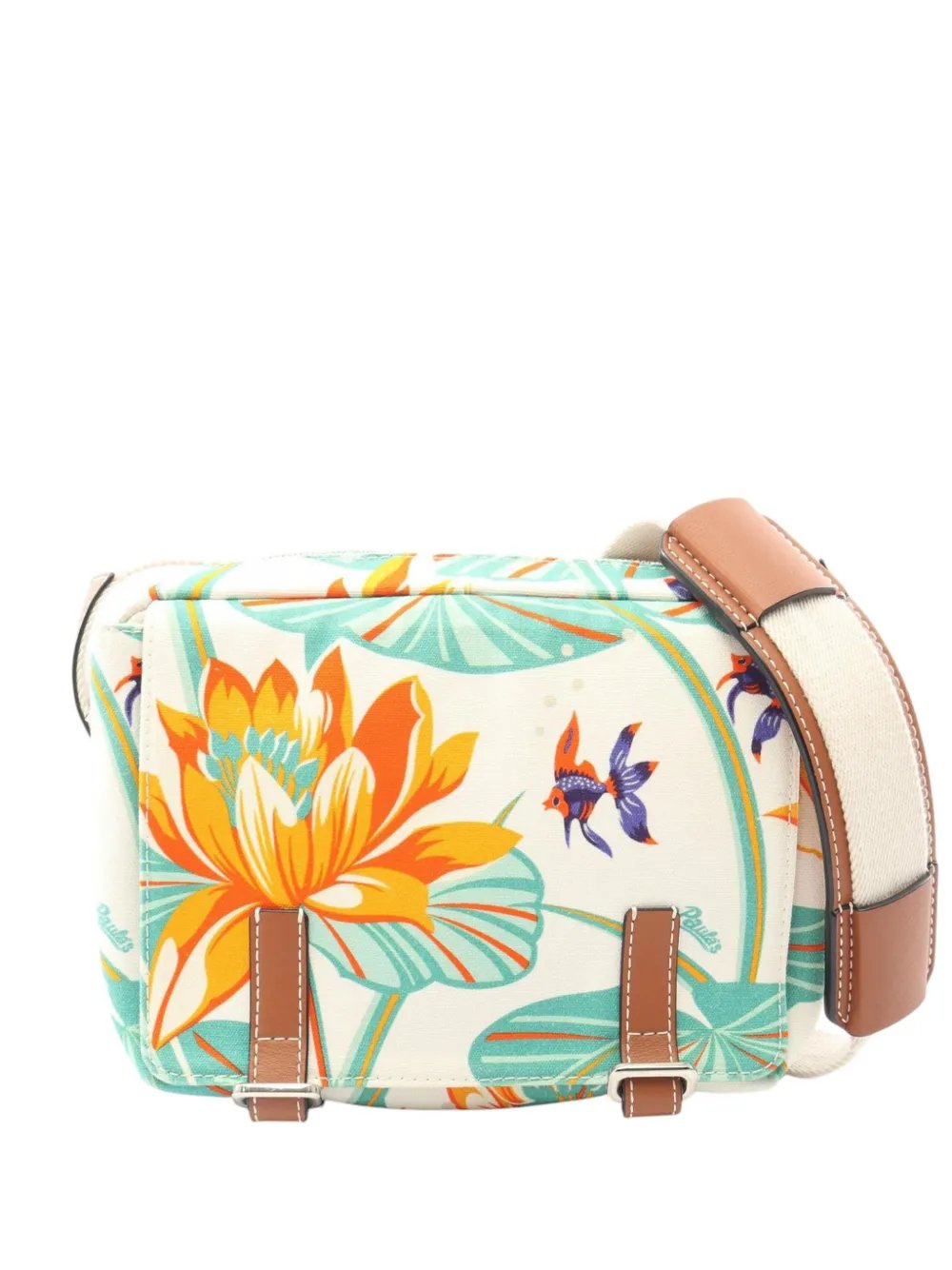 2010-2026 Paulas Ibiza Canvas Water Lily Messenger Bag crossbody bag