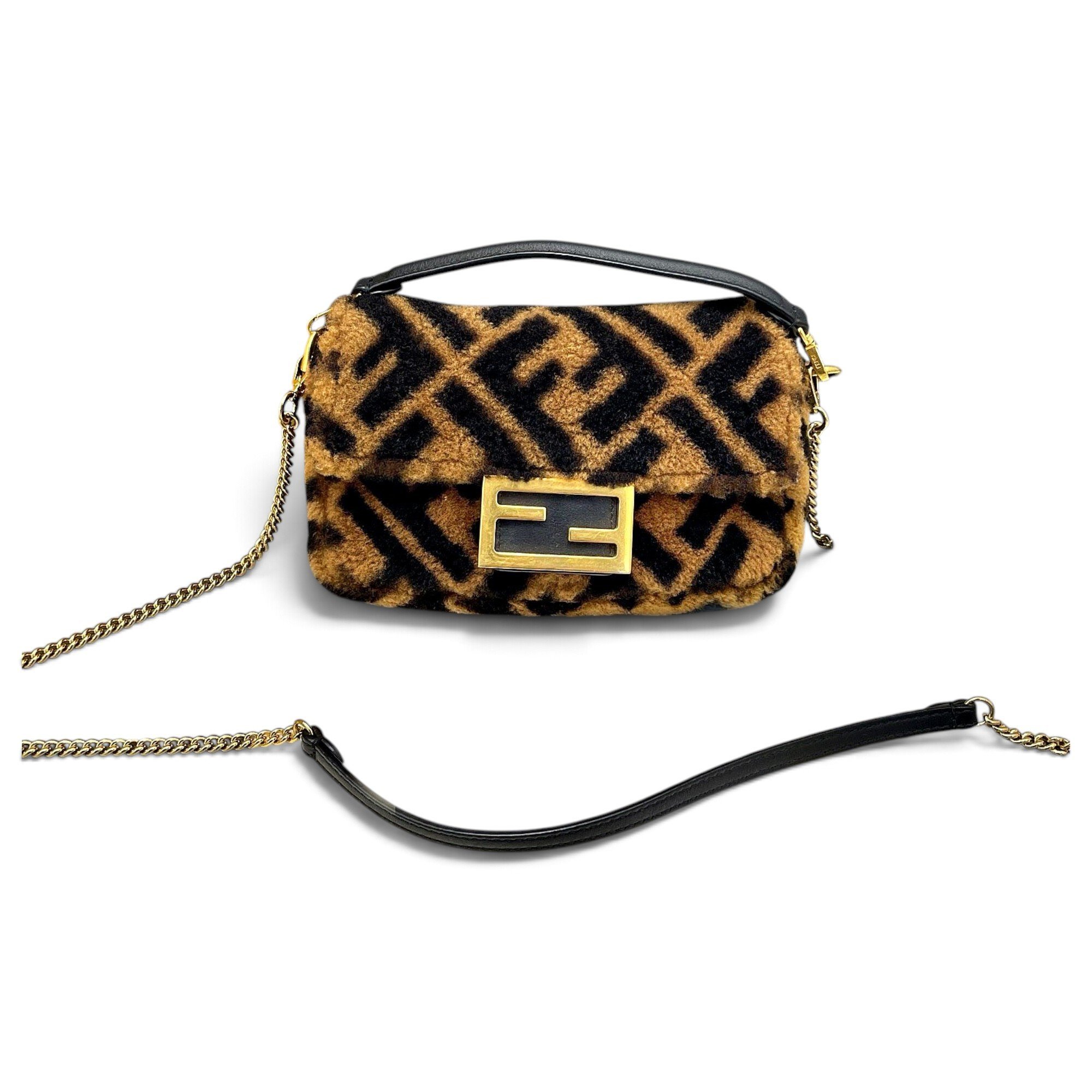 Baguette faux fur handbag