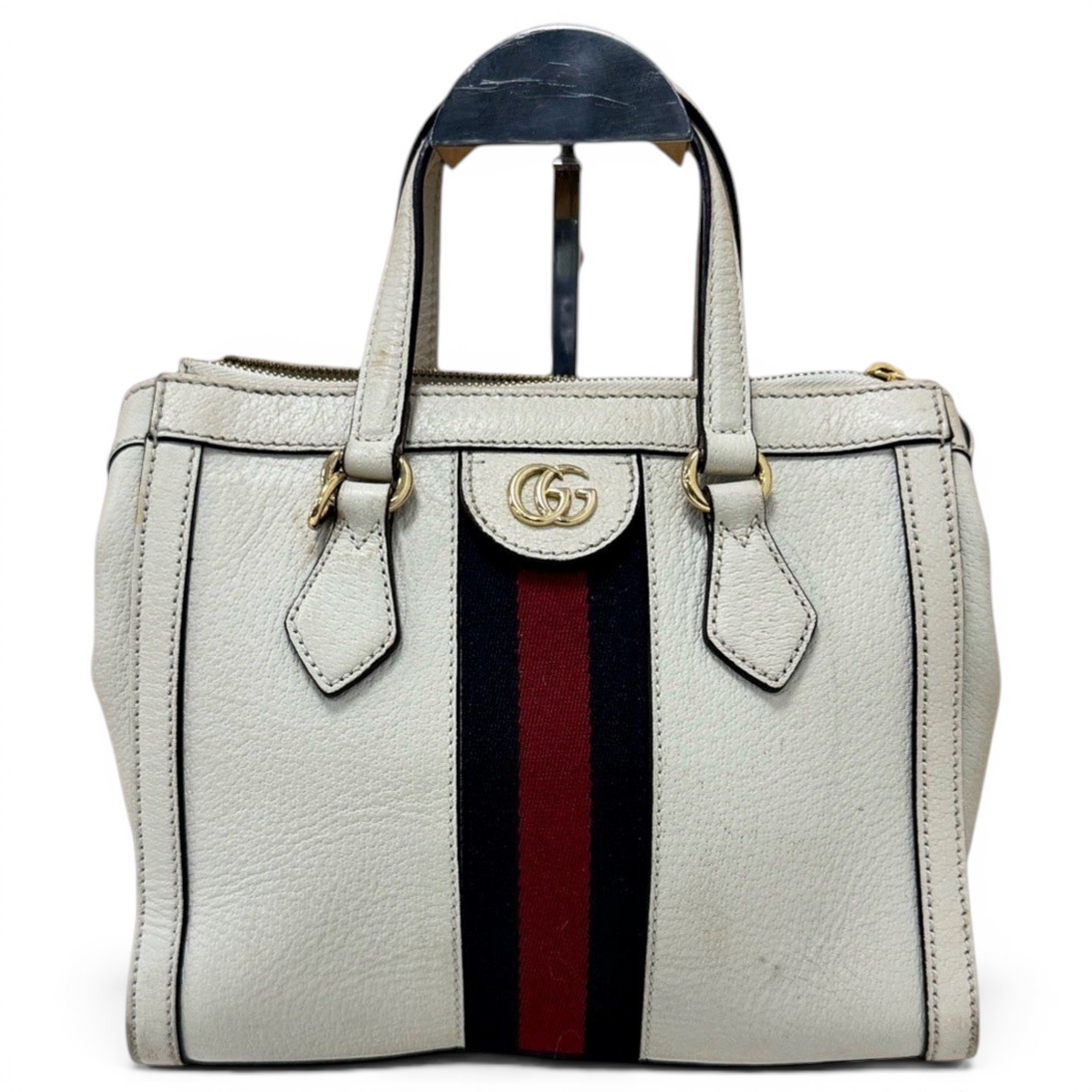 Ophidia Top Handle leather handbag