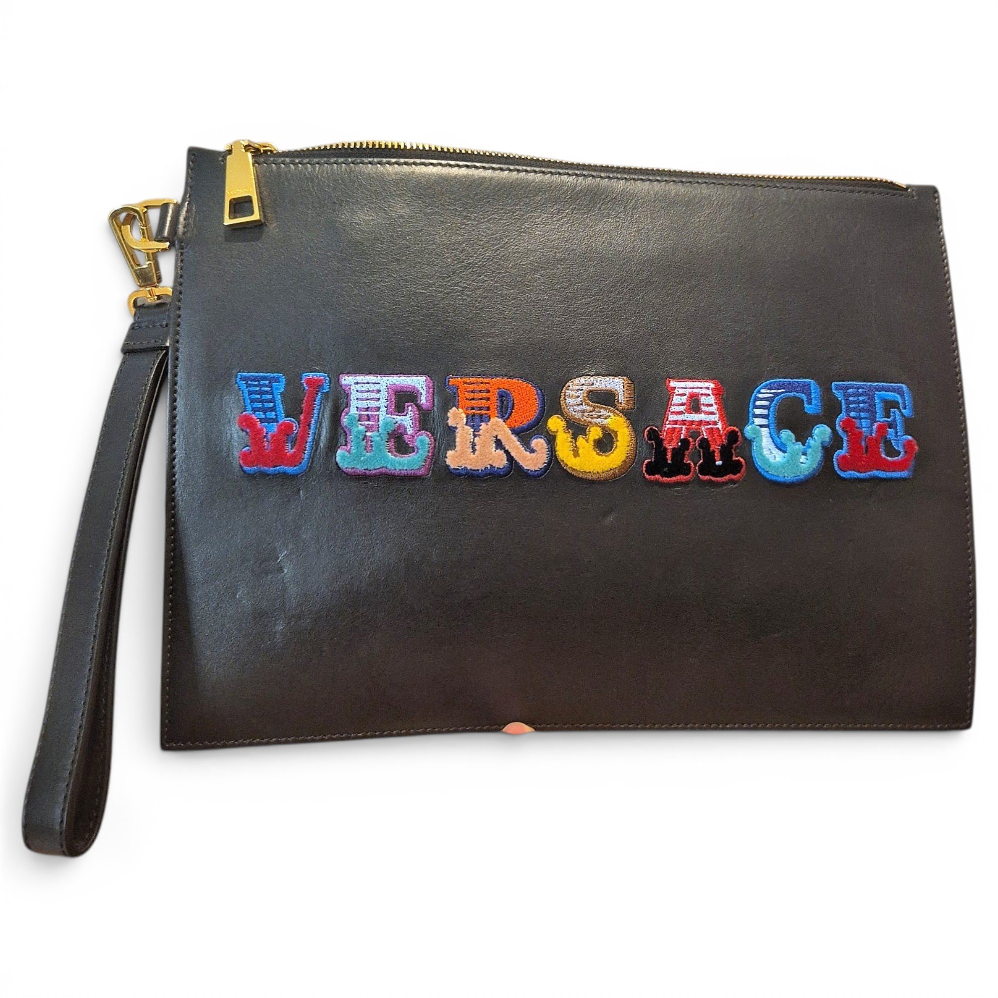 Leather clutch bag