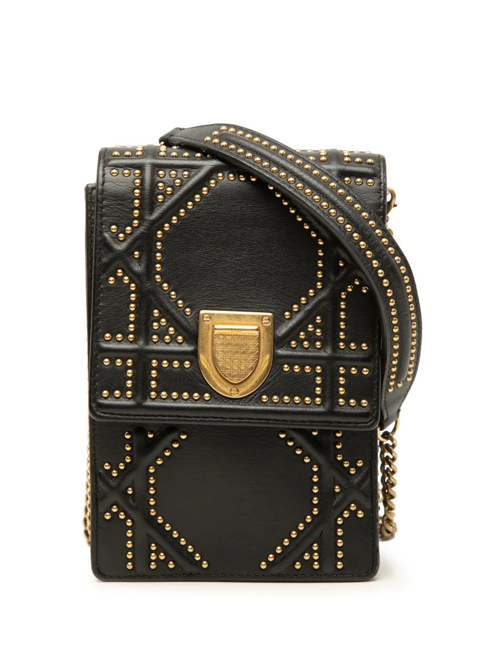 2018 Studded Leather Vertical Diorama crossbody bag