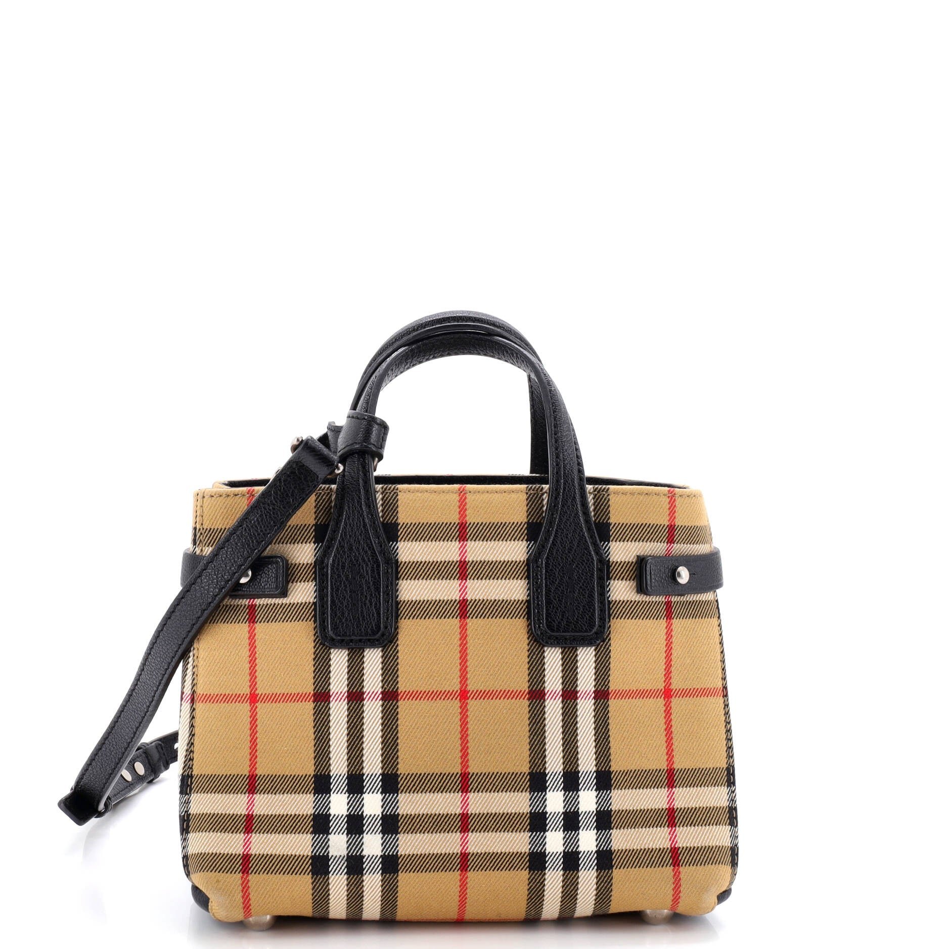 Burberry Banner Tote Vintage Check Canvas Baby