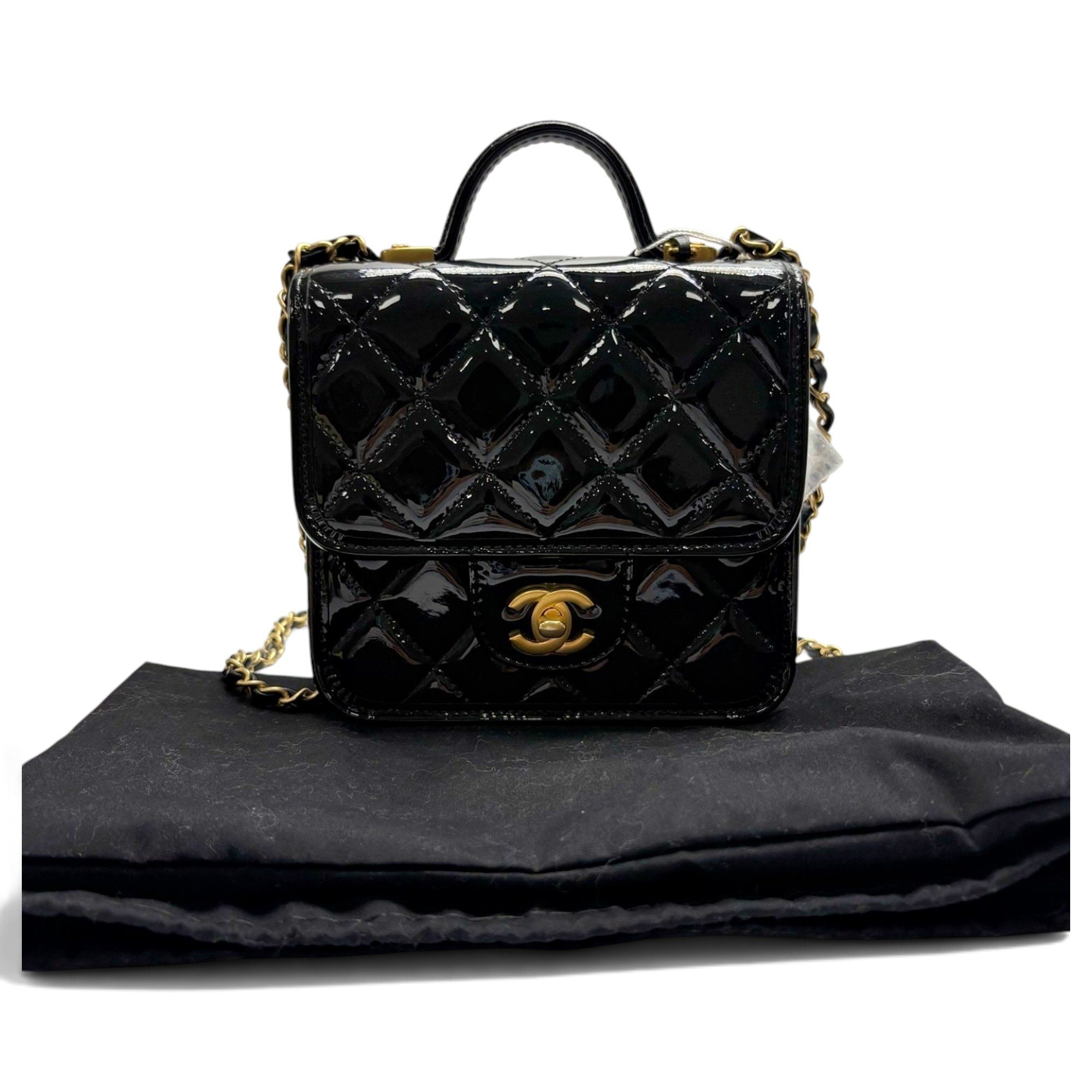 Vanity patent leather handbag