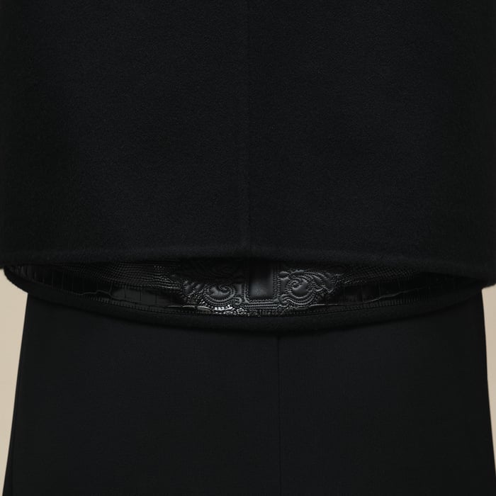 Noir Embroidered Cape Jacket