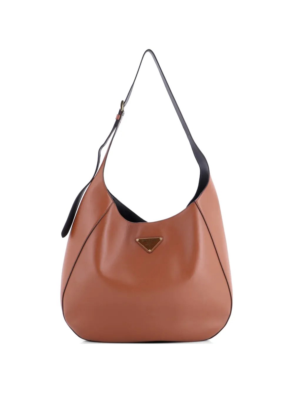 Triangle Logo Curved City Calf Large hobo bag