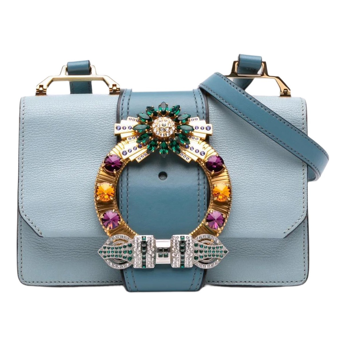 Madras leather crossbody bag