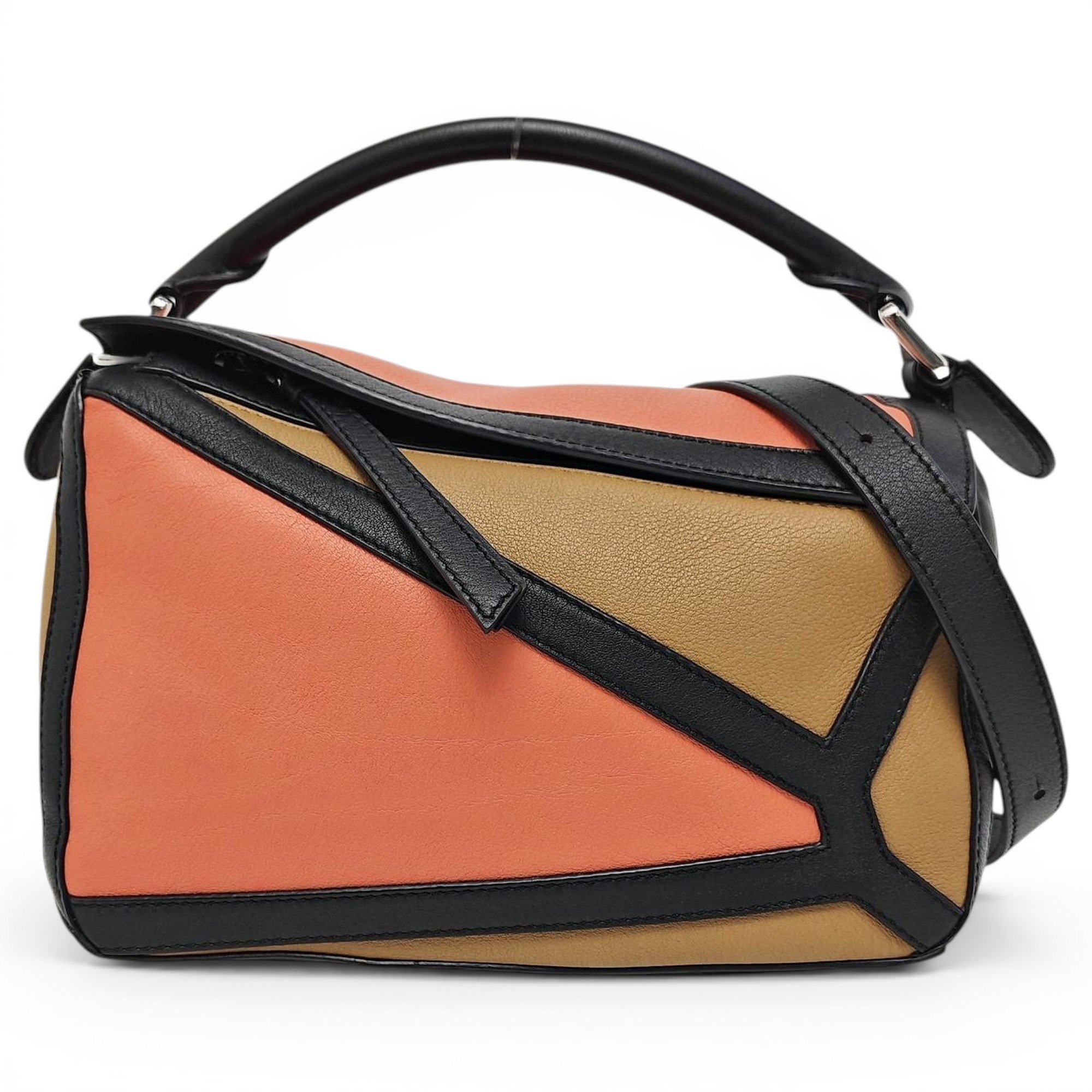 Puzzle leather handbag