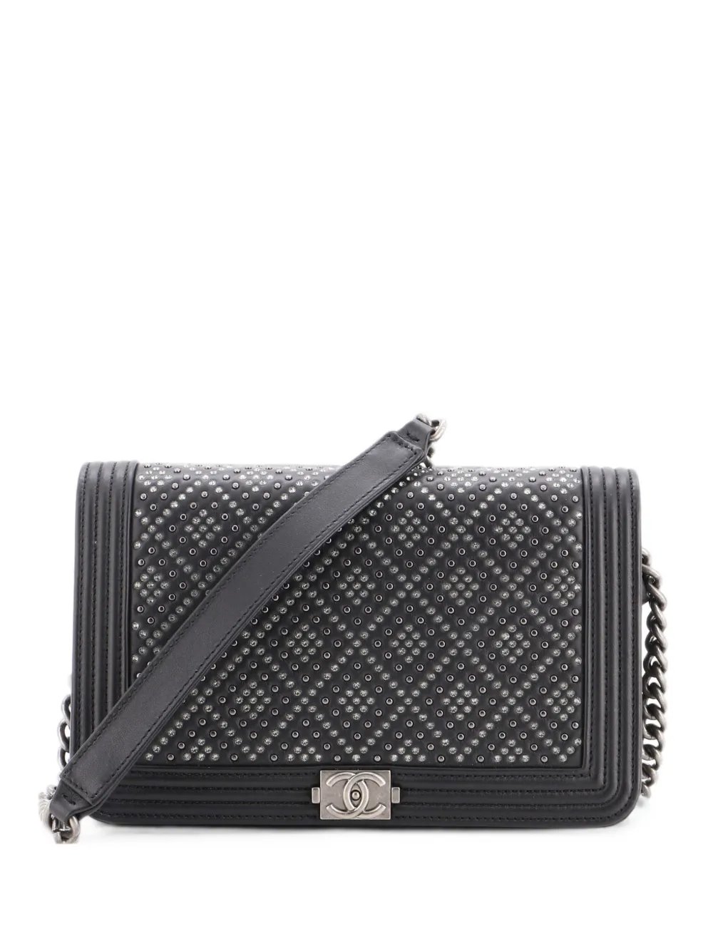 Boy Wallet on Chain Crystal Studded Calfskin crossbody bag