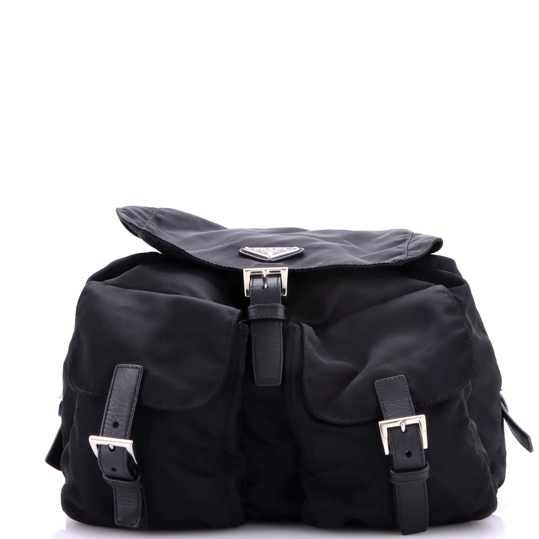 Double Pocket Buckle Backpack Tessuto Medium
