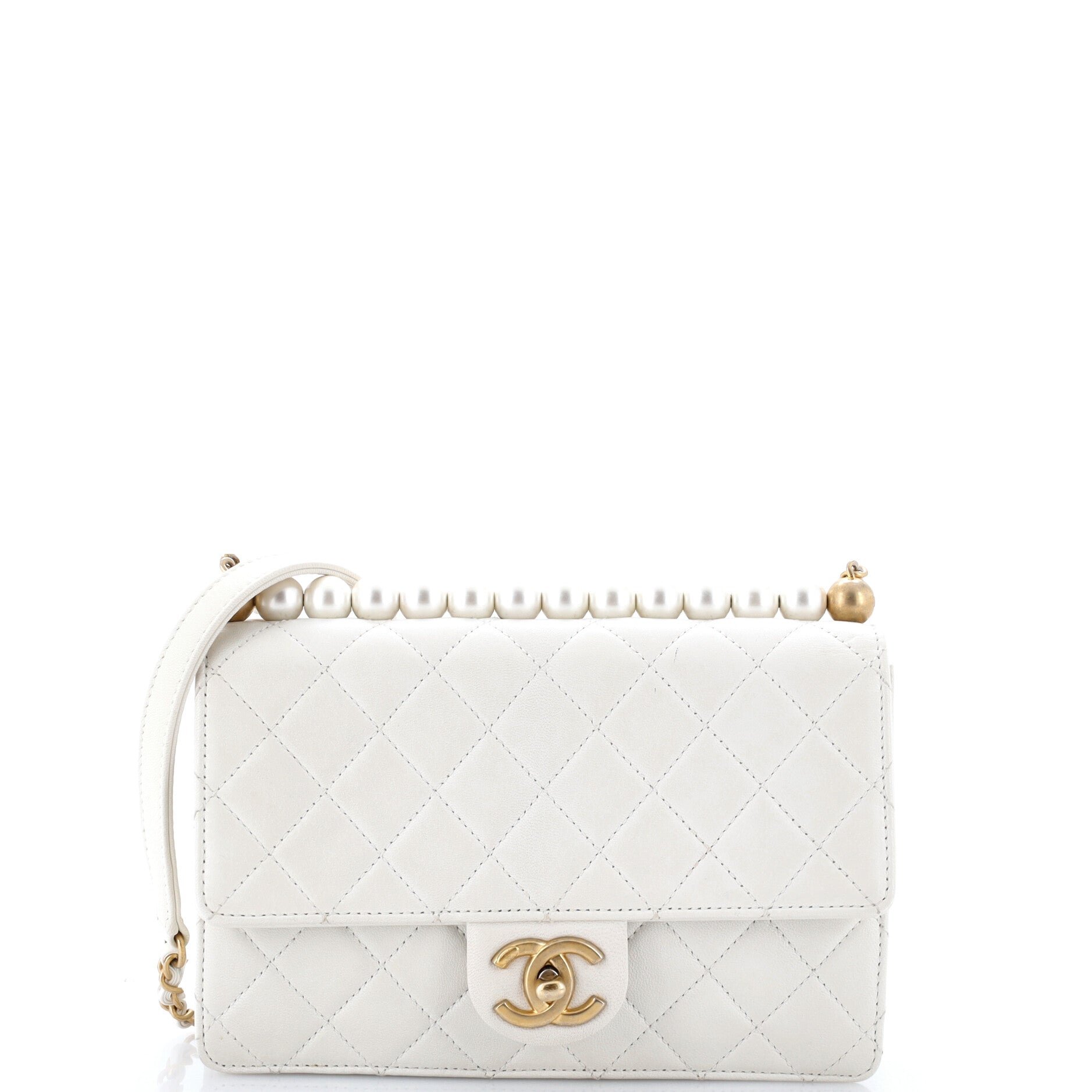 Chic Pearls Flap Bag Quilted Lambskin Small