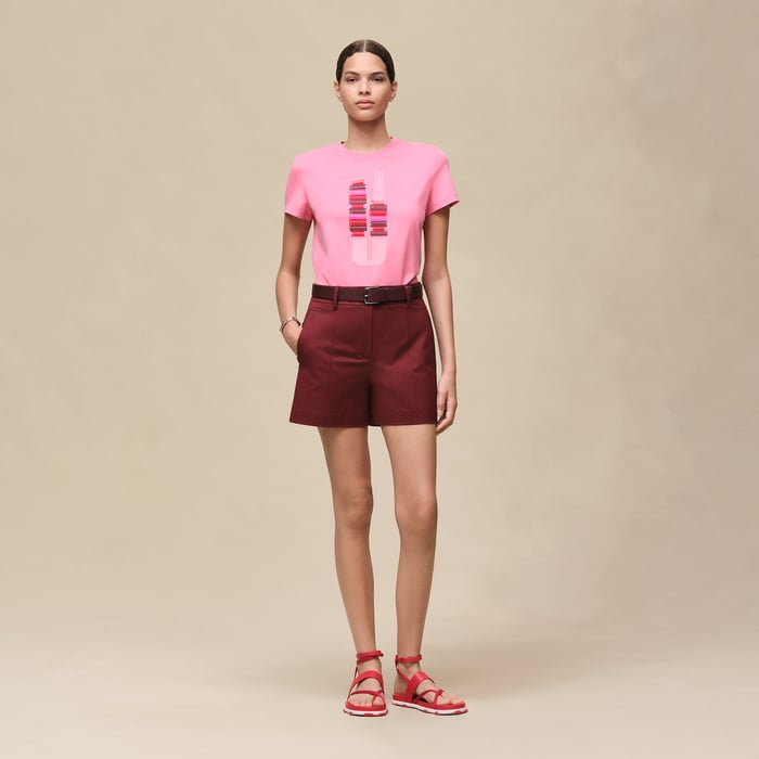 Rose Bonbon Printed Straight T-shirt