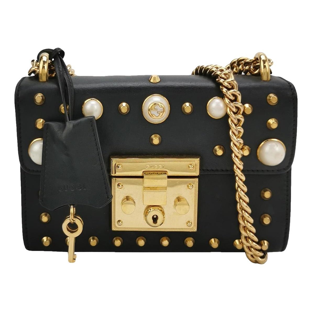 Padlock leather handbag