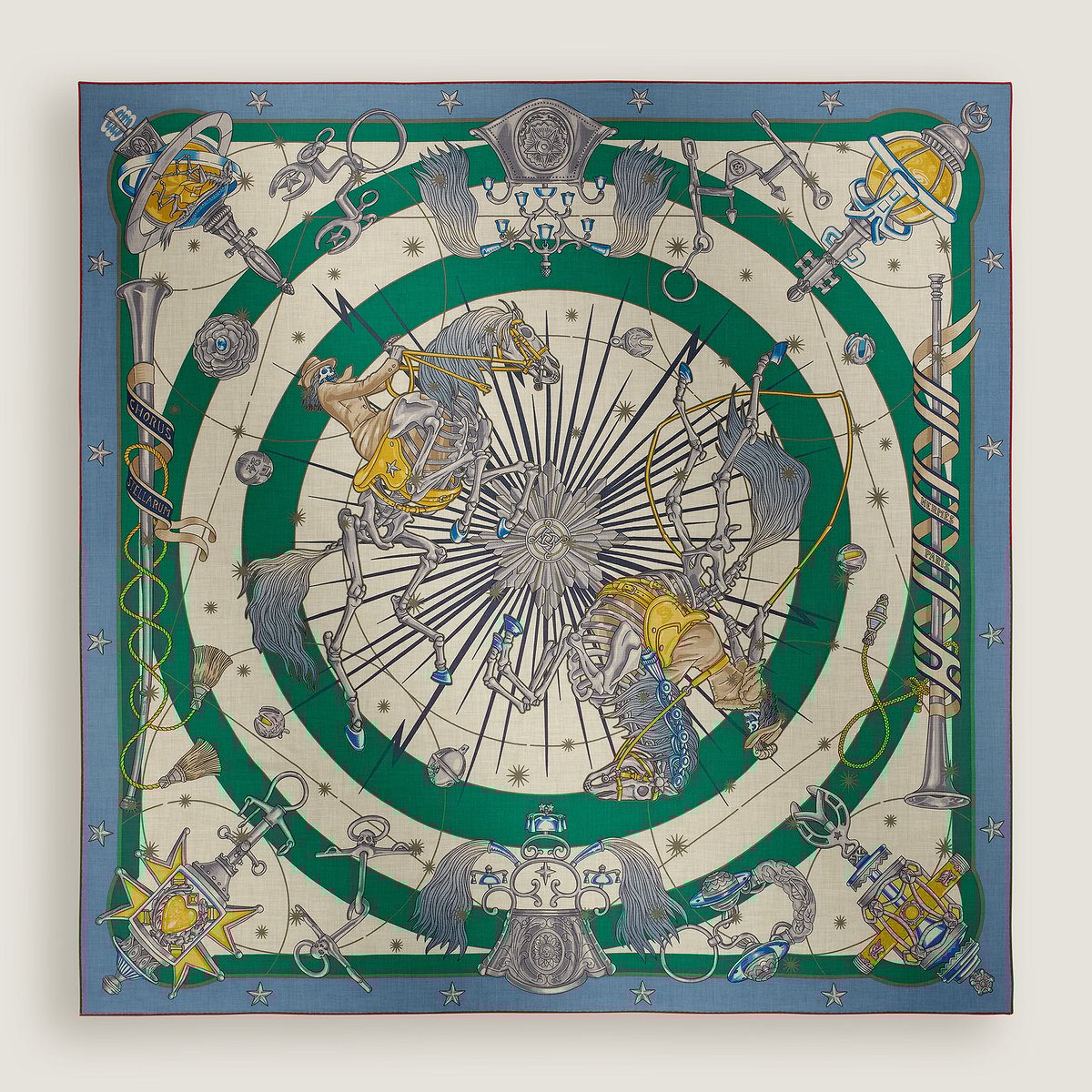 Hermès カレジェアン カシミヤシルク 《コーラス・ステラルム》 ブルー