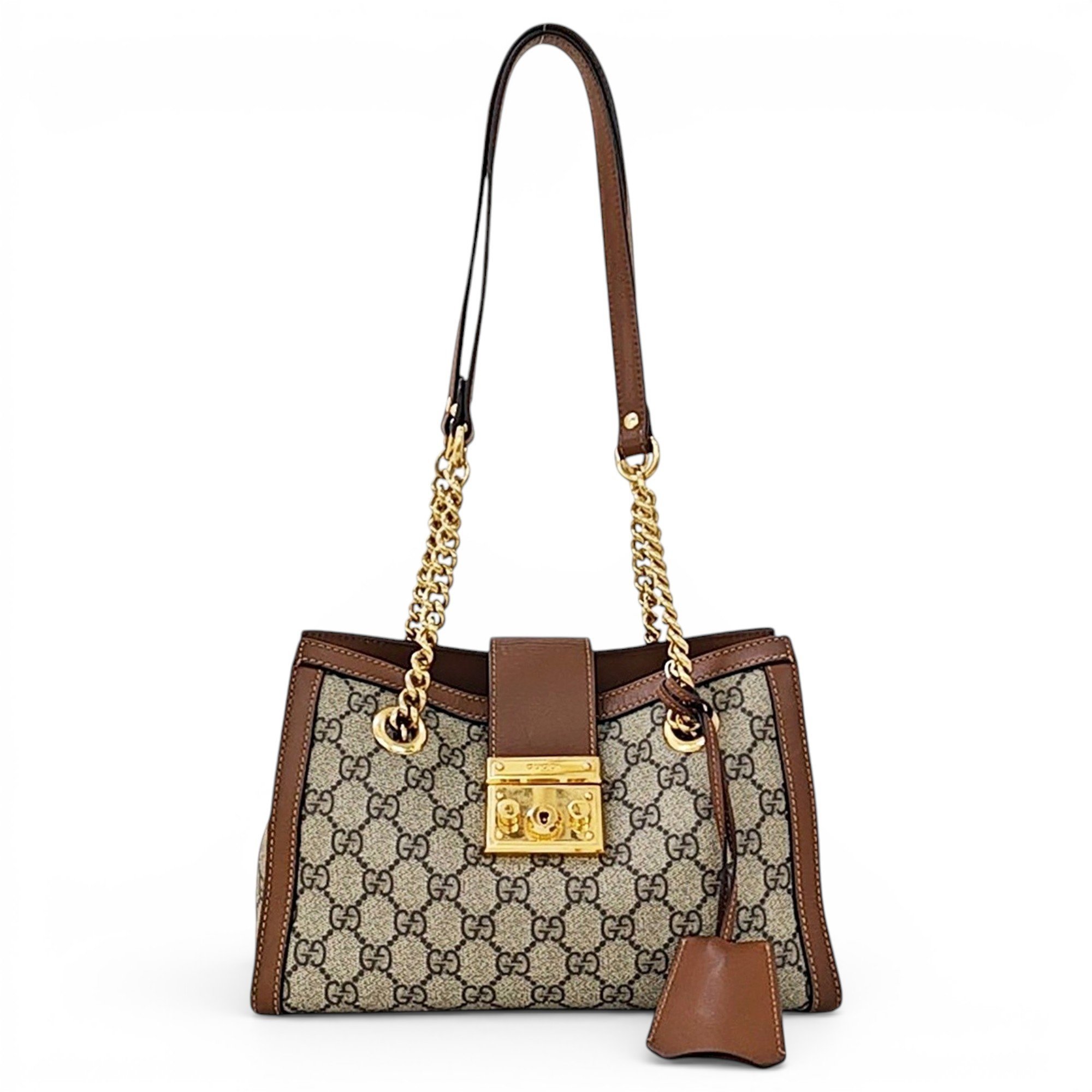 Padlock leather handbag