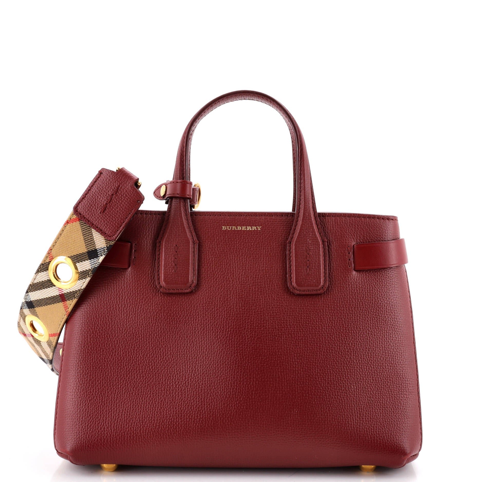 Banner NM Tote Leather with Vintage Check Canvas Small
