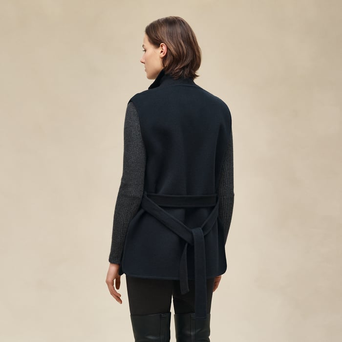 Bleu Noir Cashmere Straight Vest