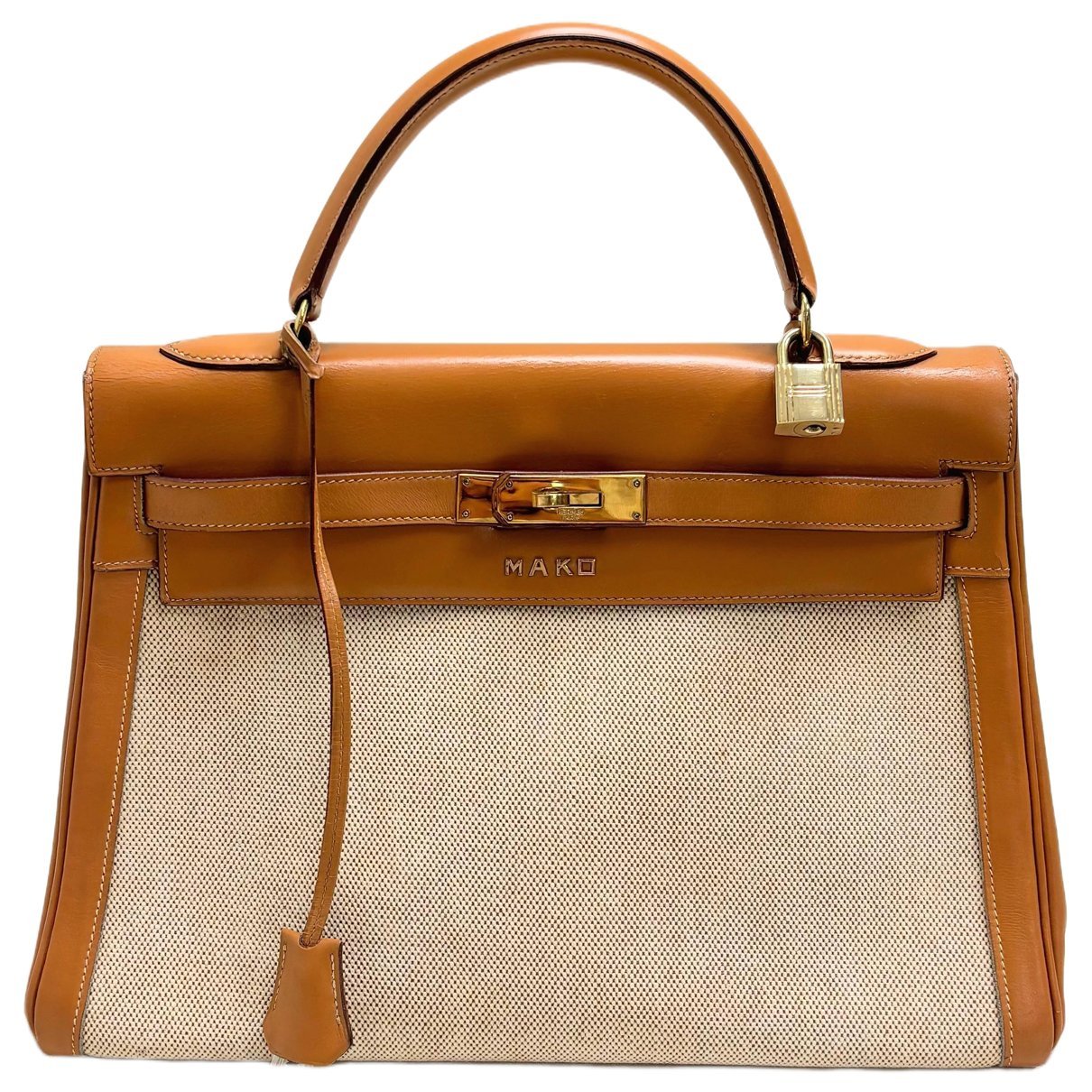 Hermes Kelly 32 Handbag Beige Toile H Canvas 1960