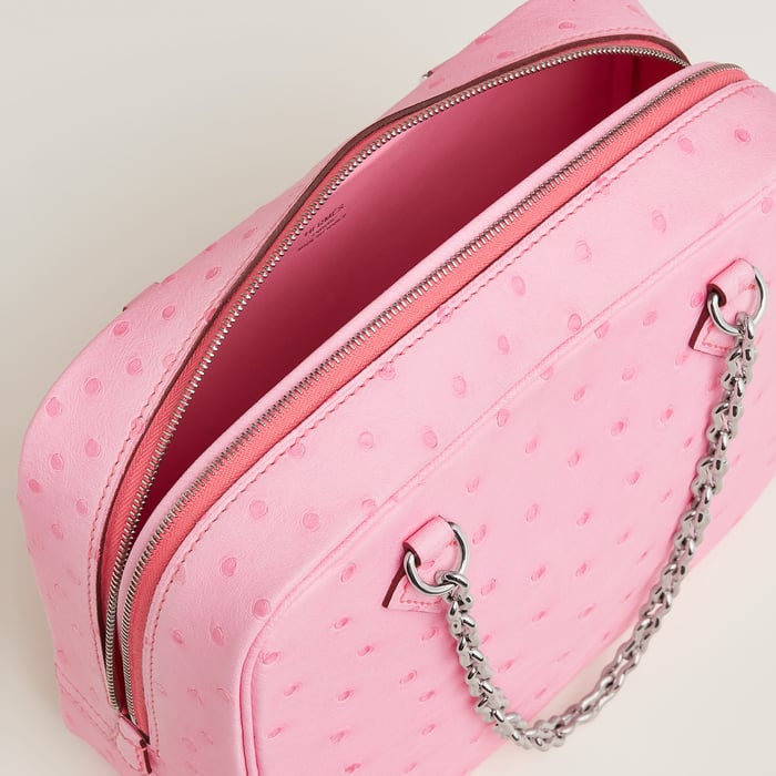 Rose Bubblegum Plume Chaine Mini Bag