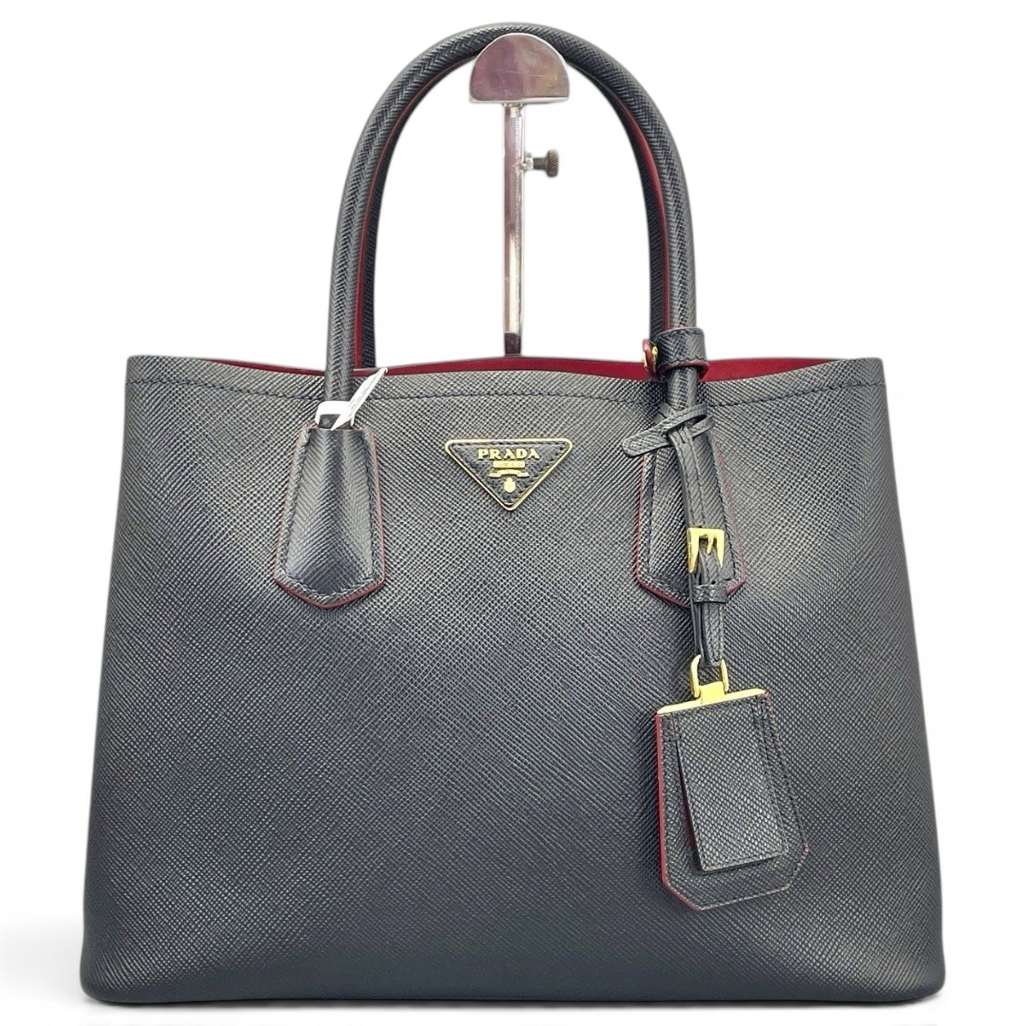 Double leather handbag