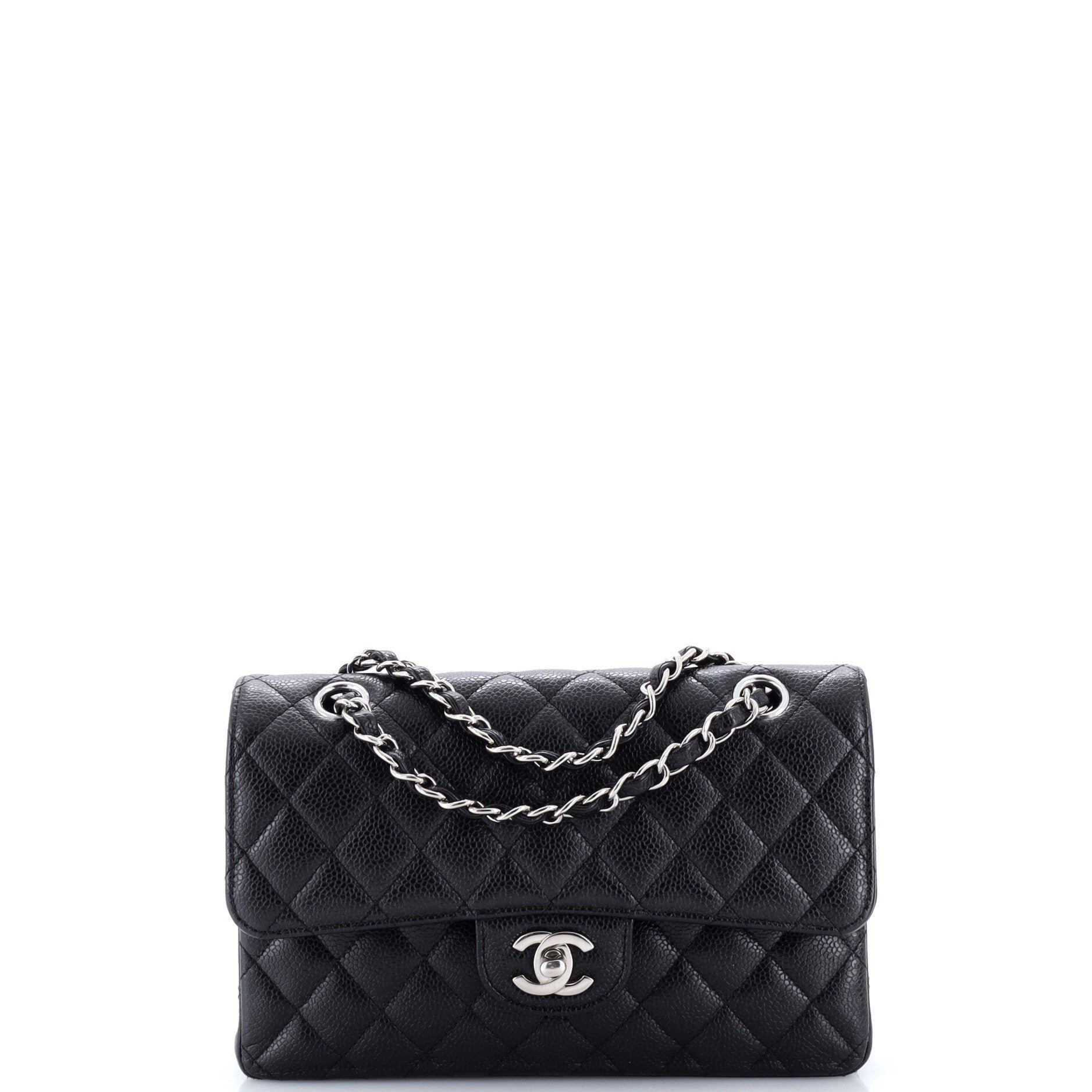 Classic Double Flap Bag Quilted Caviar Small