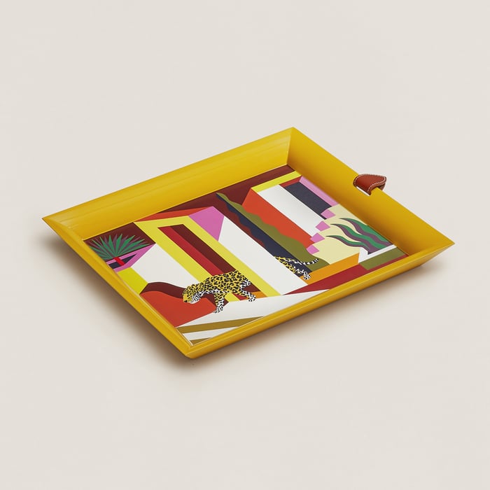 Citrine Atrium Jaguar Dans Un Jardin Mexicain Tray