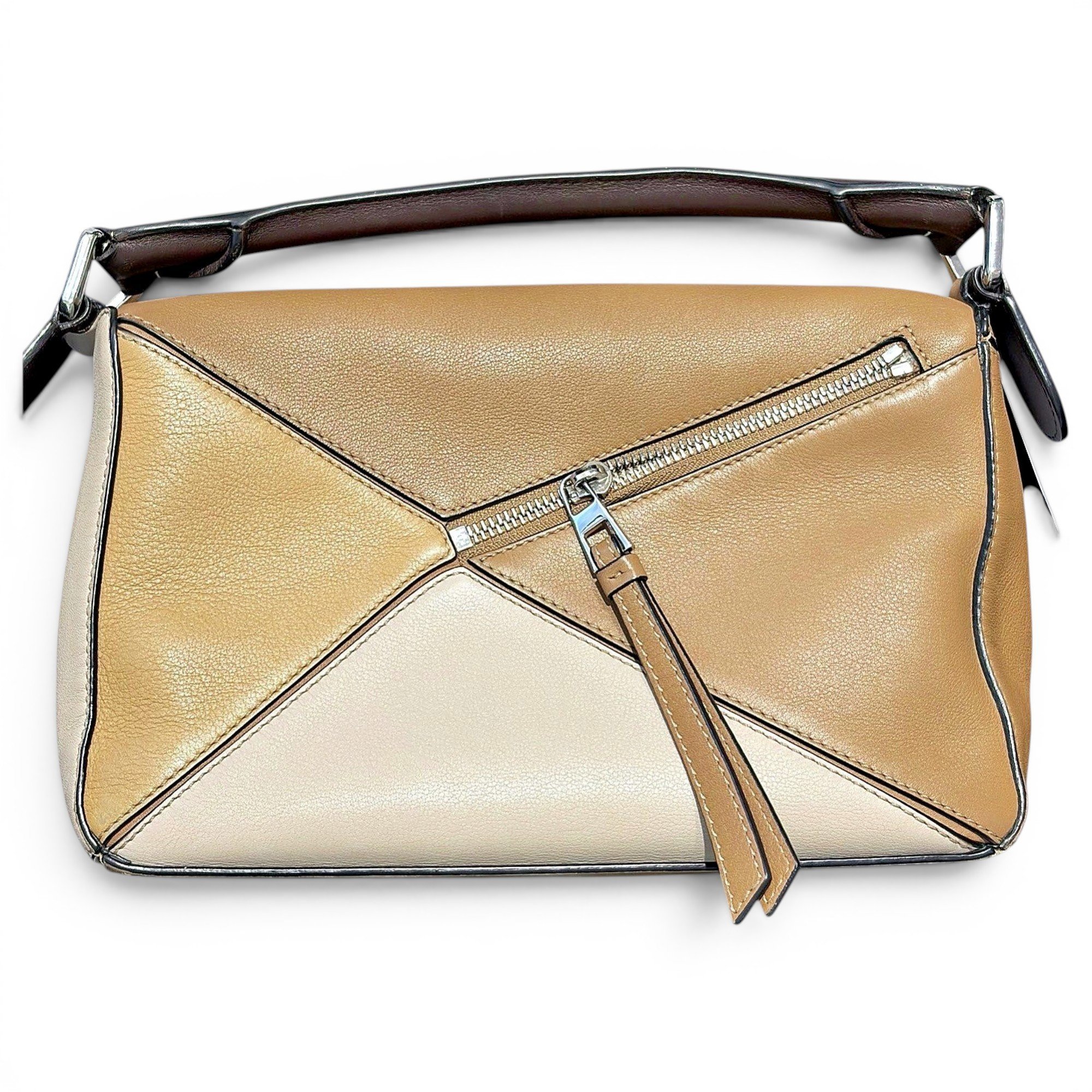 Puzzle leather handbag