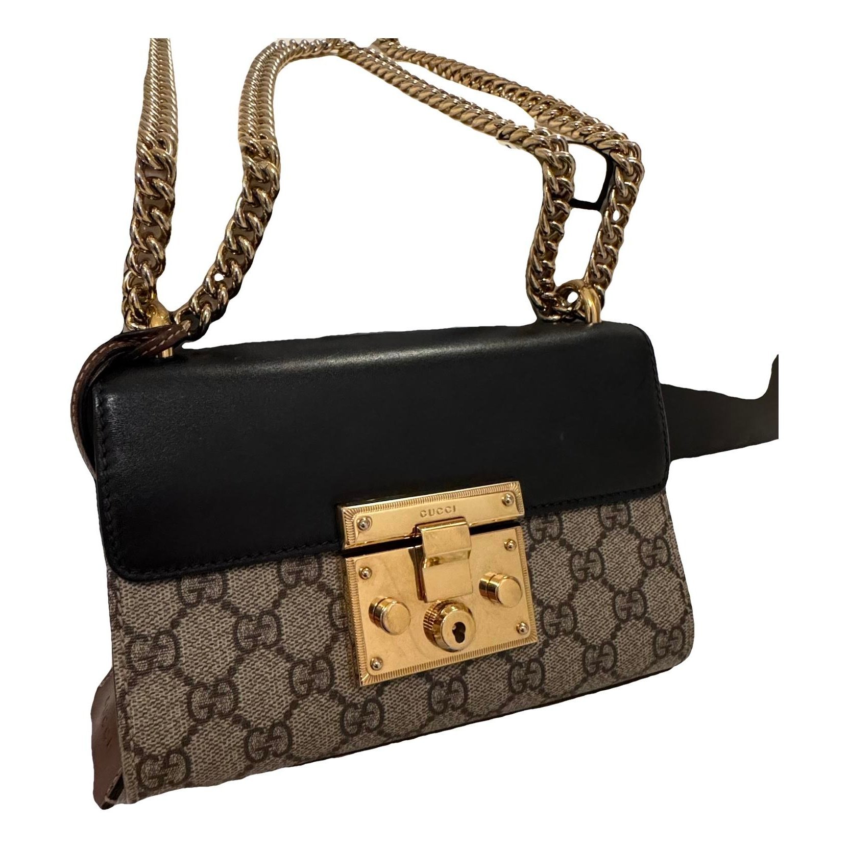 Padlock leather handbag