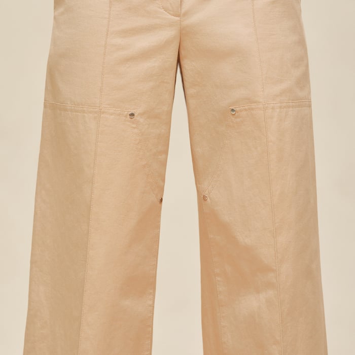 Beige Cajou Low Rise Pants