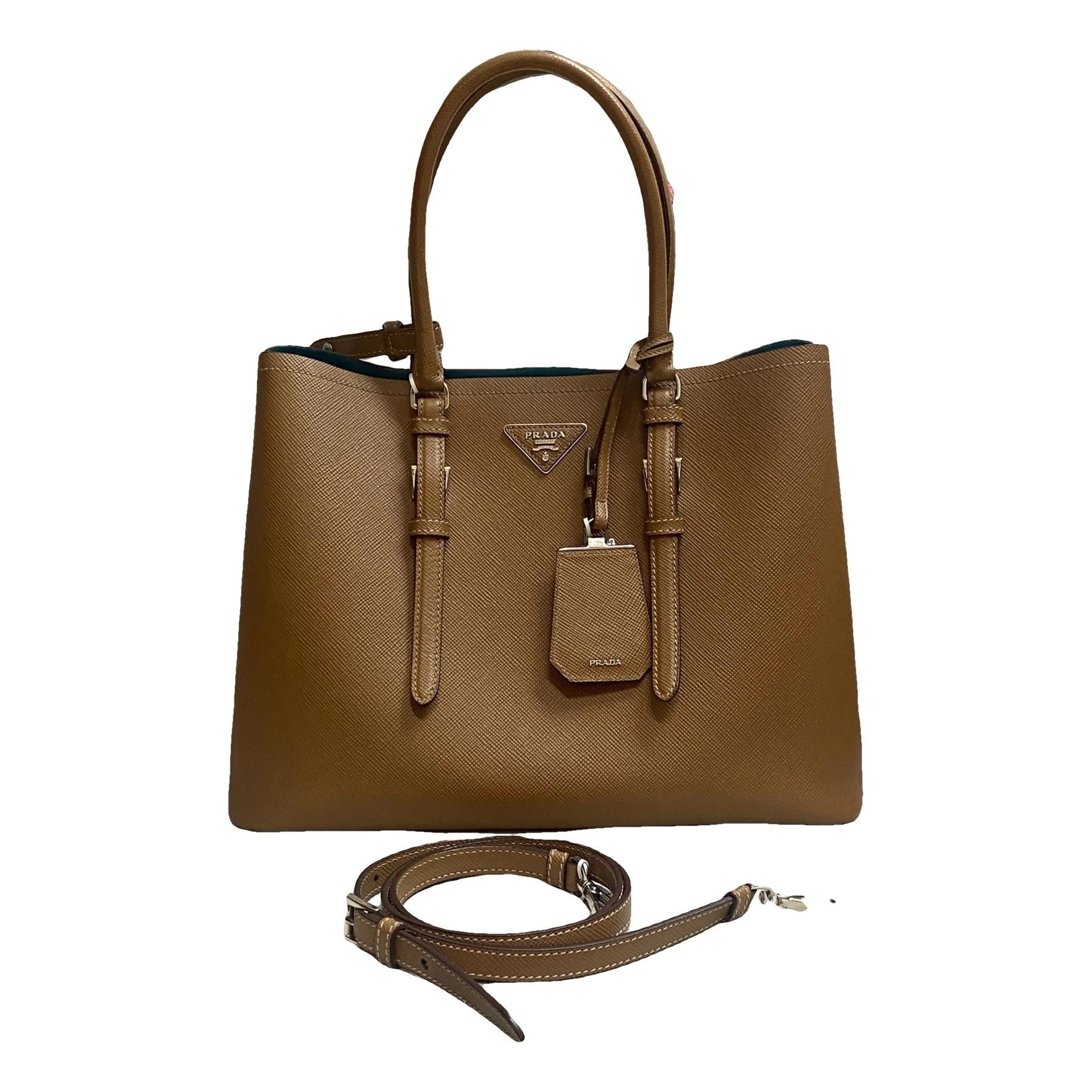 Double leather handbag