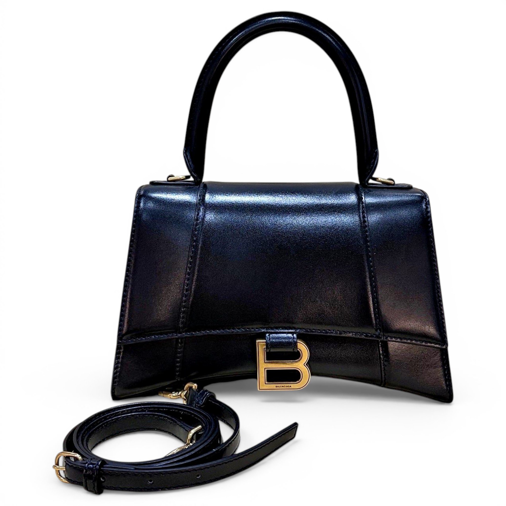Hourglass leather handbag