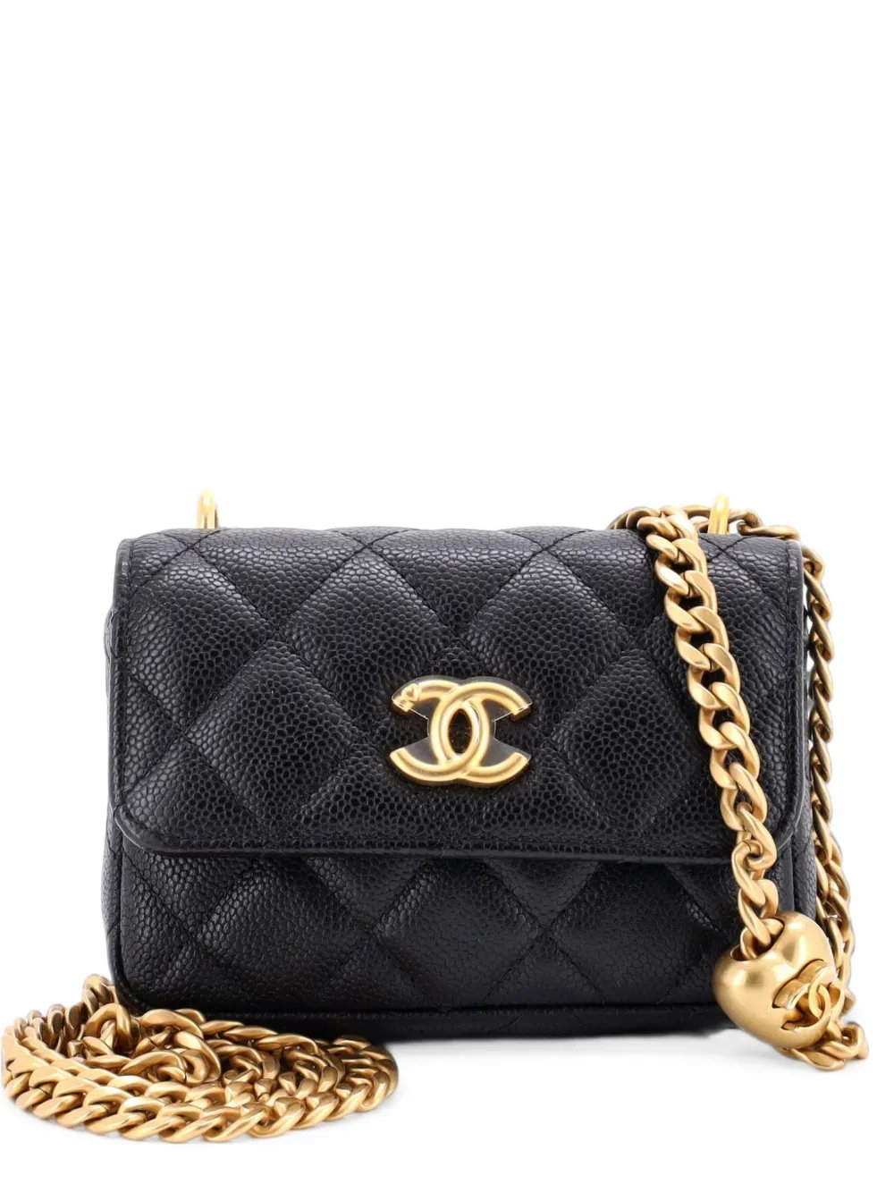 Sweetheart with Chain Quilted Caviar clutch bag