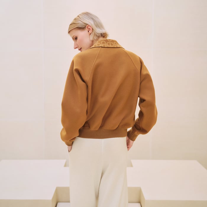 Marron Caramel "Chaine d'Ancre" Reversible Bomber Jacket