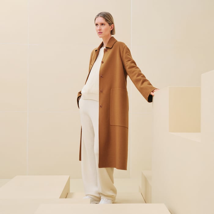 Marron Caramel Cashmere Wrap Coat