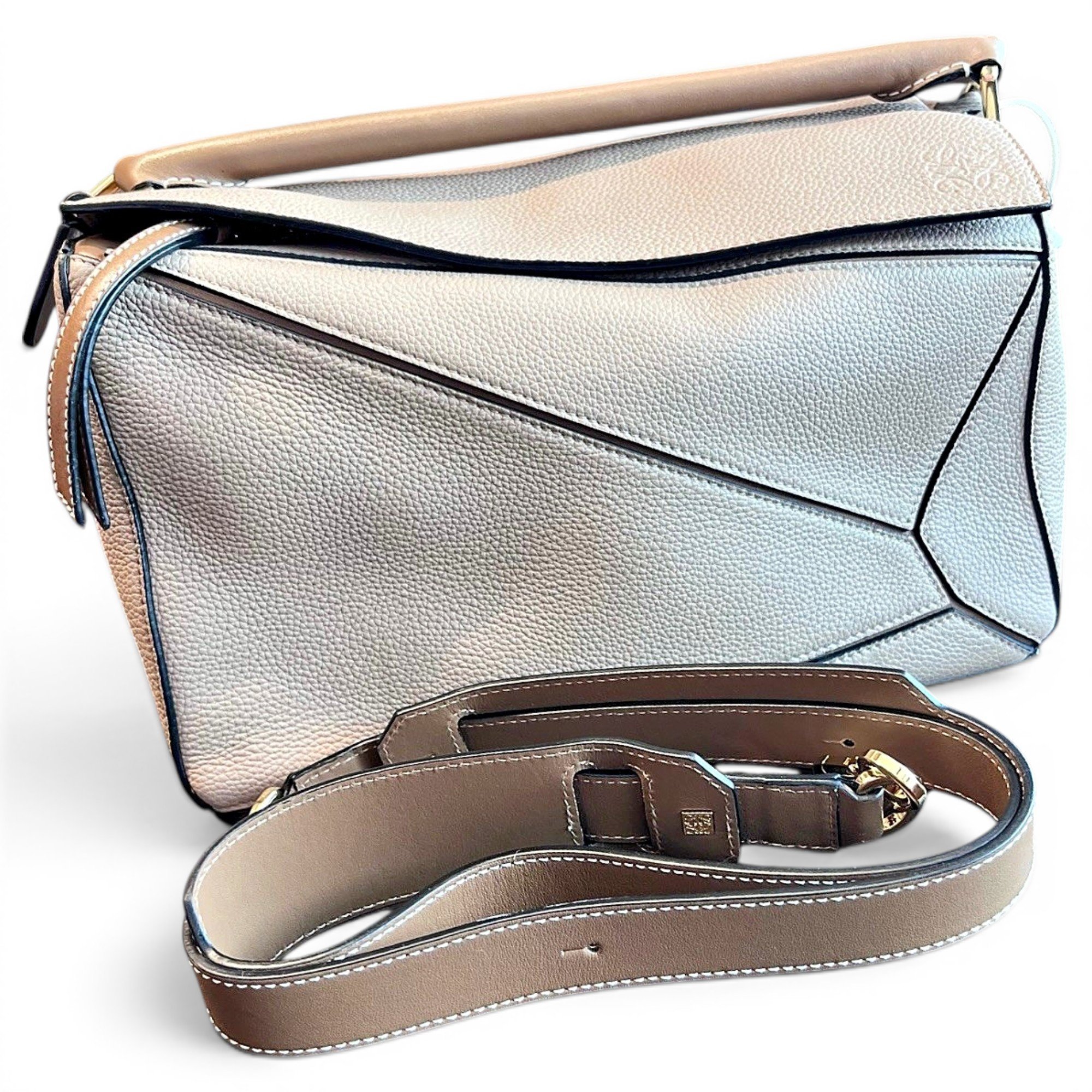 Puzzle leather handbag