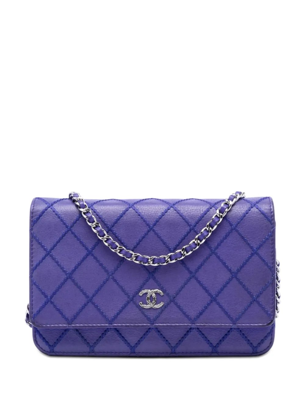 2014 CC Quilted Calfskin Fancy Wallet On Chain crossbody bag