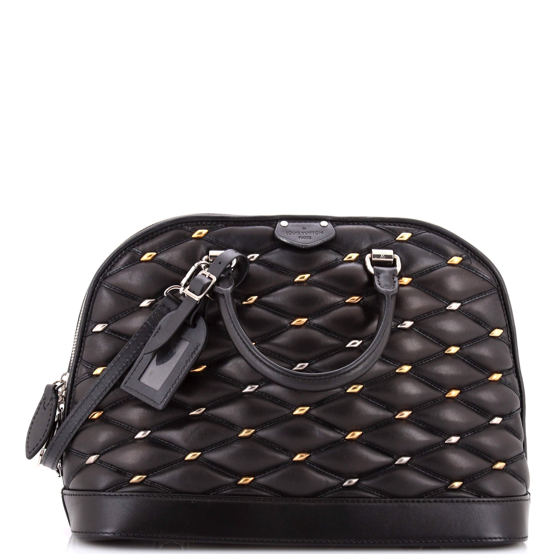 Louis Vuitton Alma Handbag Studded Malletage Leather PM