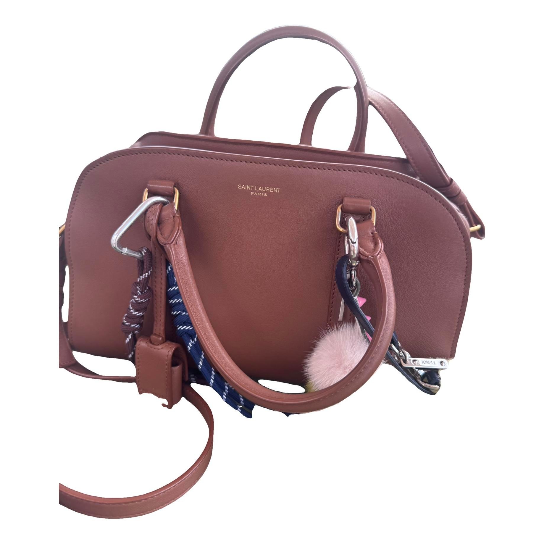 Duffle leather handbag