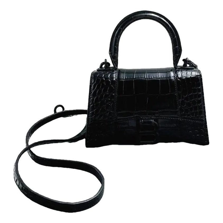 Hourglass leather handbag