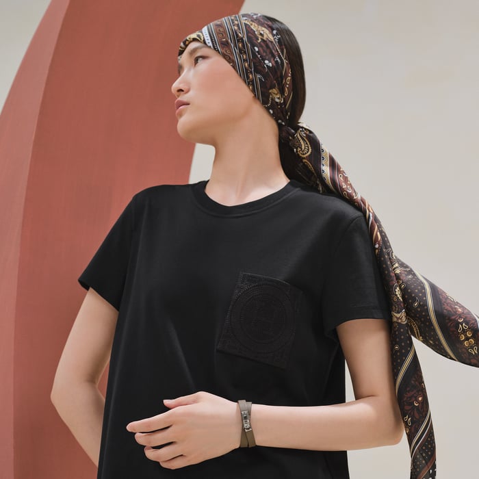 Noir Embroidered Pocket Dress